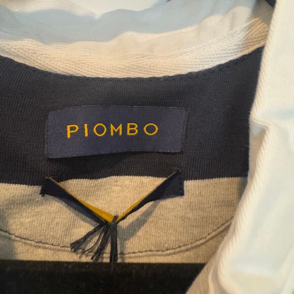 Piombo Men's Long Sleeve Striped Polo Sweatshirt Gray/Black Size XLarge NWT - Picture 9 of 11